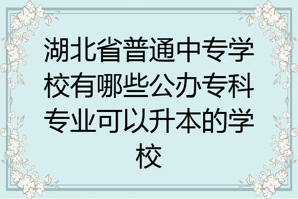 湖北省普通中专学校有哪些公办专科专业可以升本的学校
