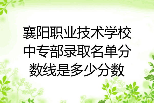 襄阳职业技术学校中专部录取名单分数线是多少分数