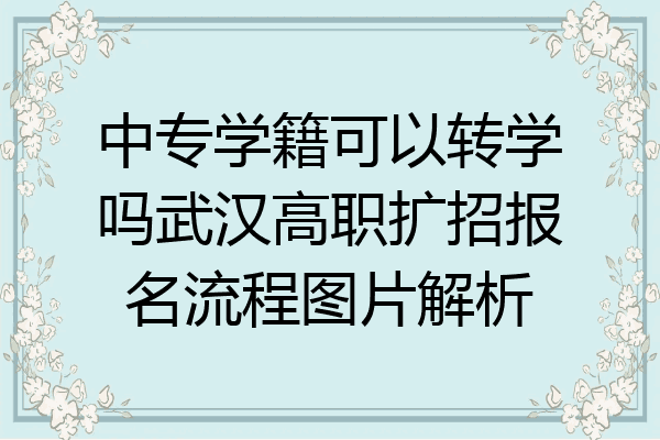 中专学籍可以转学吗武汉高职扩招报名流程图片解析
