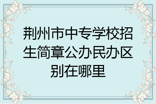 荆州市中专学校招生简章公办民办区别在哪里