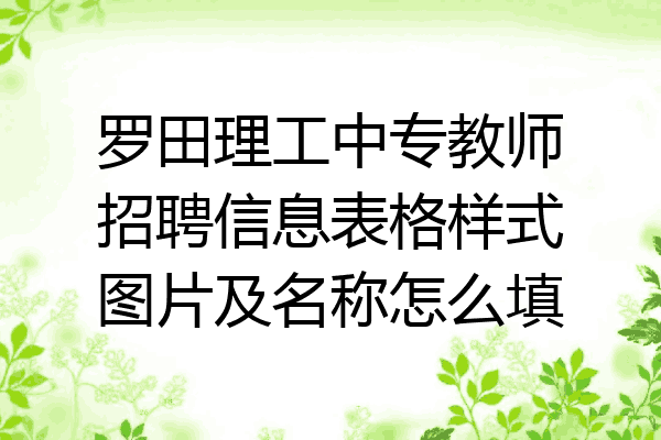 罗田理工中专教师招聘信息表格样式图片及名称怎么填