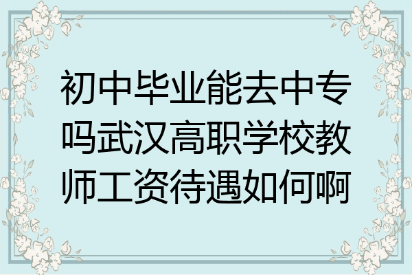 初中毕业能去中专吗武汉高职学校教师工资待遇如何啊
