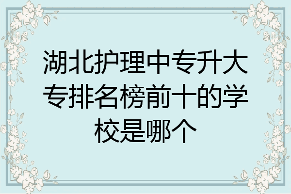 湖北护理中专升大专排名榜前十的学校是哪个