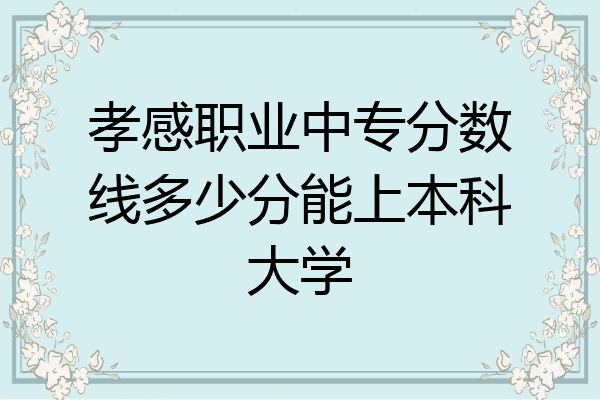 孝感职业中专分数线多少分能上本科大学