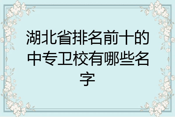 湖北省排名前十的中专卫校有哪些名字
