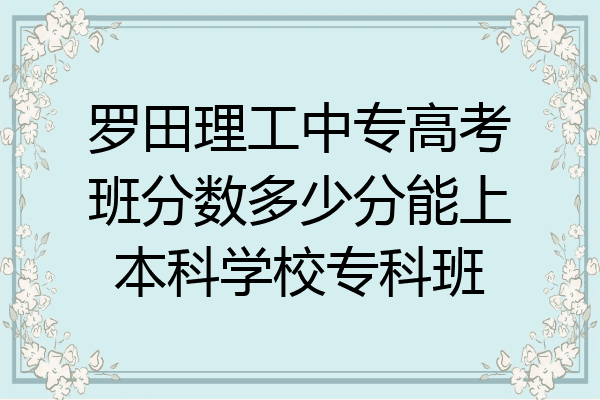 罗田理工中专高考班分数多少分能上本科学校专科班
