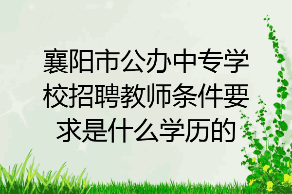 襄阳市公办中专学校招聘教师条件要求是什么学历的