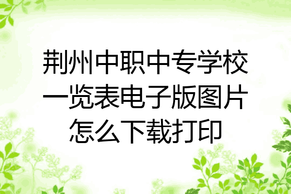 荆州中职中专学校一览表电子版图片怎么下载打印