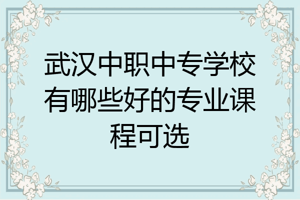 武汉中职中专学校有哪些好的专业课程可选