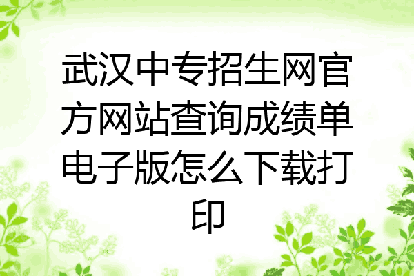 武汉中专招生网官方网站查询成绩单电子版怎么下载打印