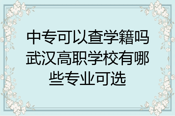 中专可以查学籍吗武汉高职学校有哪些专业可选