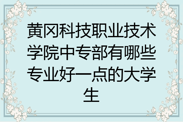 黄冈科技职业技术学院中专部有哪些专业好一点的大学生