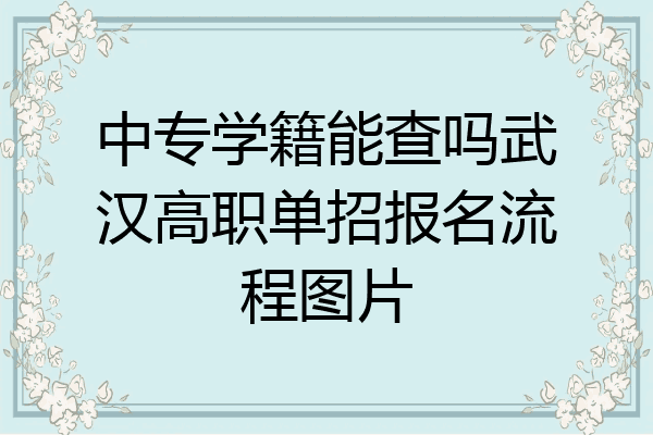 中专学籍能查吗武汉高职单招报名流程图片
