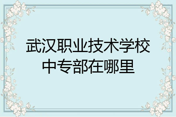 武汉职业技术学校中专部在哪里