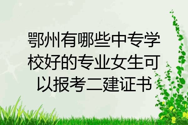 鄂州有哪些中专学校好的专业女生可以报考二建证书