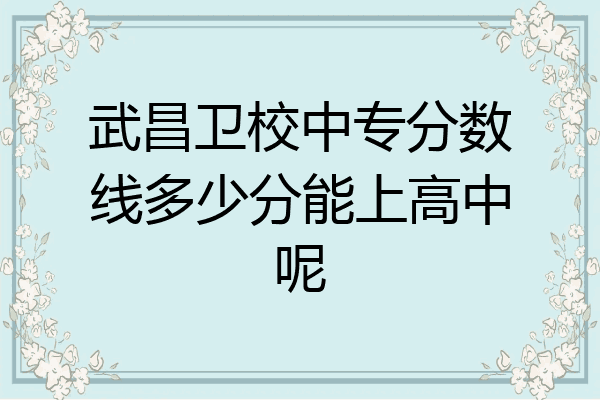 武昌卫校中专分数线多少分能上高中呢
