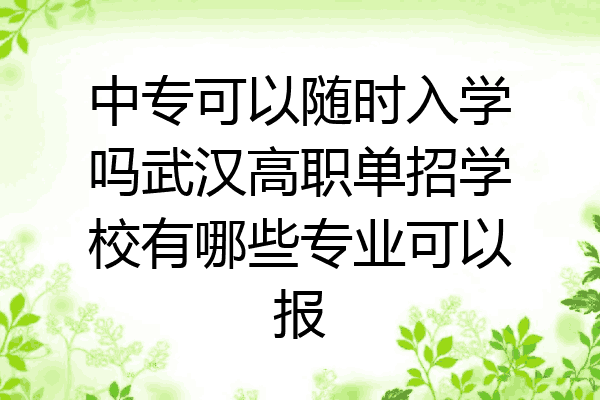 中专可以随时入学吗武汉高职单招学校有哪些专业可以报