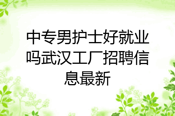 中专男护士好就业吗武汉工厂招聘信息最新