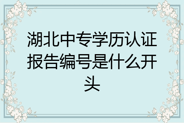 湖北中专学历认证报告编号是什么开头