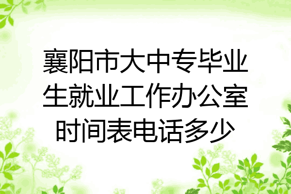 襄阳市大中专毕业生就业工作办公室时间表电话多少
