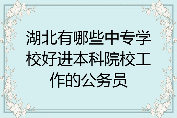 湖北有哪些中专学校好进本科院校工作的公务员