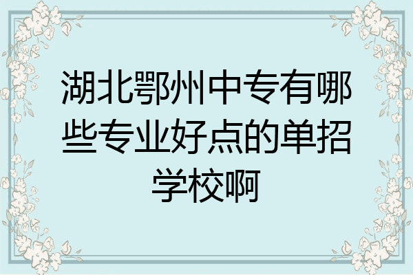 湖北鄂州中专有哪些专业好点的单招学校啊
