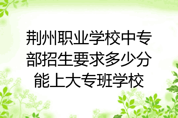荆州职业学校中专部招生要求多少分能上大专班学校