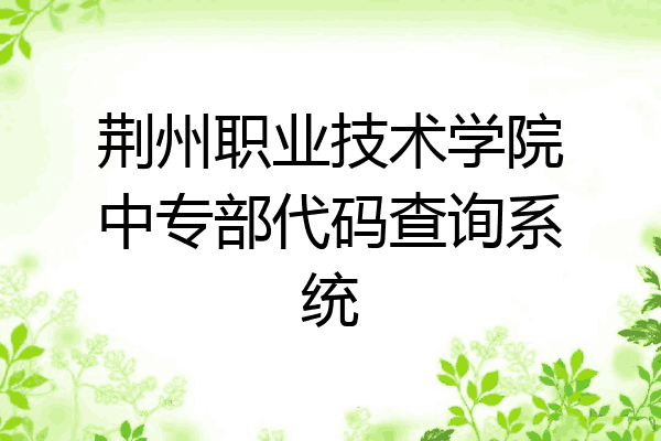 荆州职业技术学院中专部代码查询系统