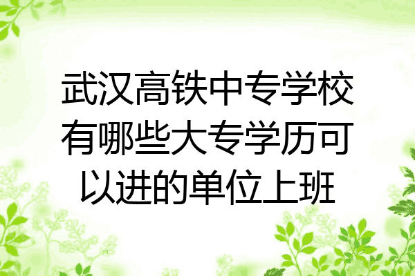 武汉高铁中专学校有哪些大专学历可以进的单位上班
