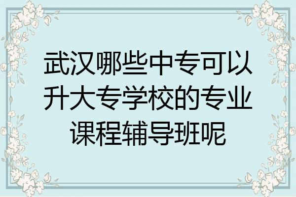 武汉哪些中专可以升大专学校的专业课程辅导班呢
