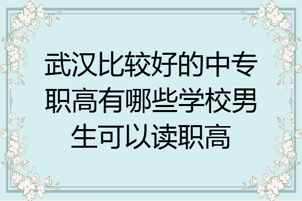 武汉比较好的中专职高有哪些学校男生可以读职高