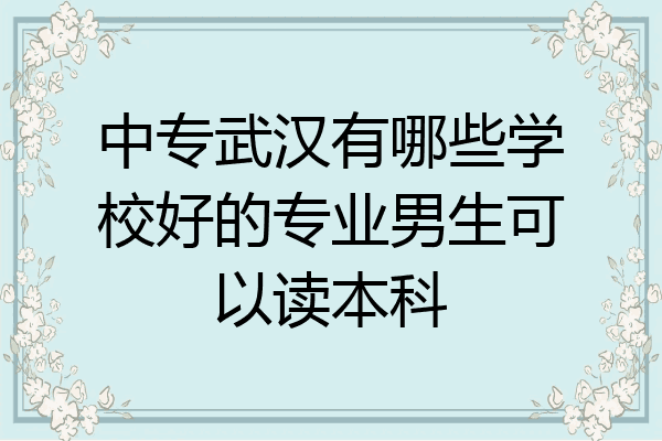 中专武汉有哪些学校好的专业男生可以读本科