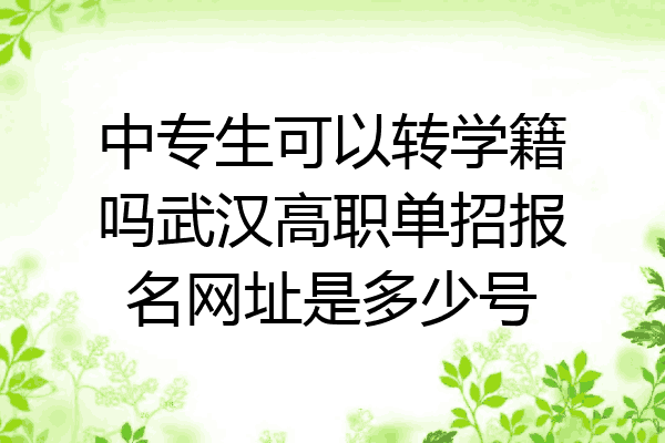 中专生可以转学籍吗武汉高职单招报名网址是多少号