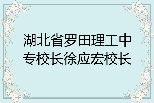 湖北省罗田理工中专校长徐应宏校长