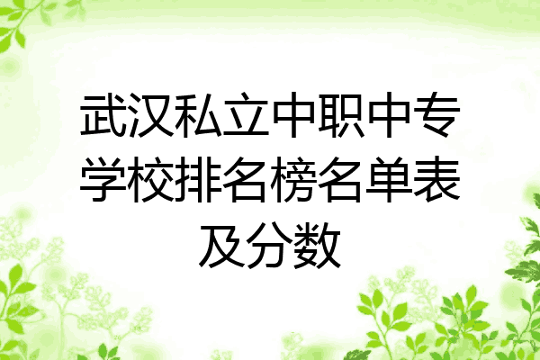 武汉私立中职中专学校排名榜名单表及分数