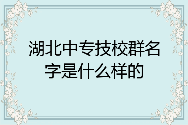 湖北中专技校群名字是什么样的