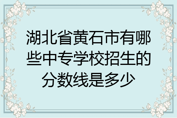 湖北省黄石市有哪些中专学校招生的分数线是多少