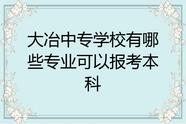 大冶中专学校有哪些专业可以报考本科