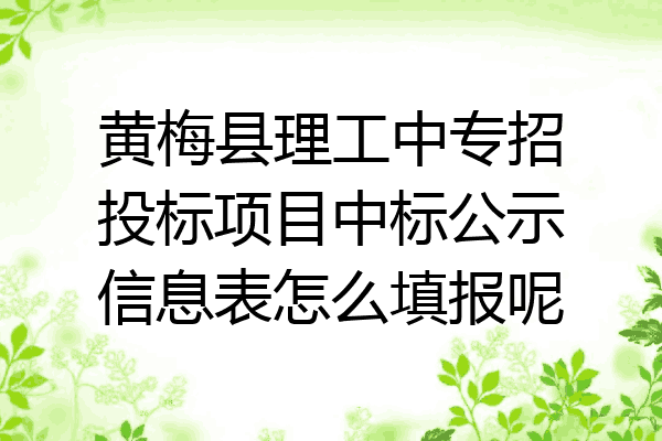 黄梅县理工中专招投标项目中标公示信息表怎么填报呢