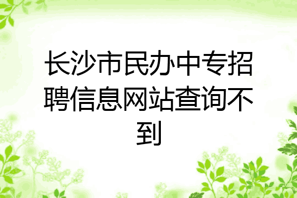 长沙市民办中专招聘信息网站查询不到