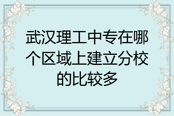 武汉理工中专在哪个区域上建立分校的比较多
