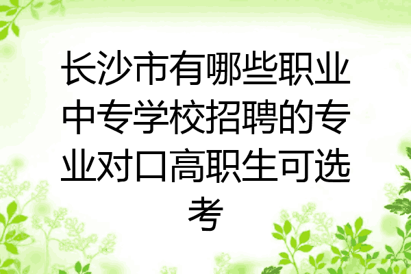 长沙市有哪些职业中专学校招聘的专业对口高职生可选考