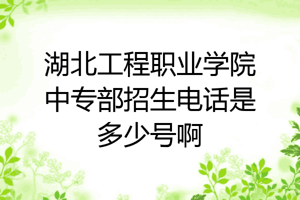 湖北工程职业学院中专部招生电话是多少号啊