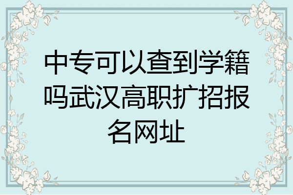 中专可以查到学籍吗武汉高职扩招报名网址