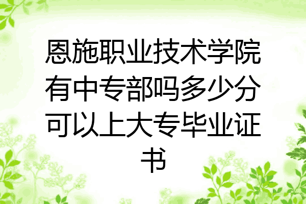 恩施职业技术学院有中专部吗多少分可以上大专毕业证书