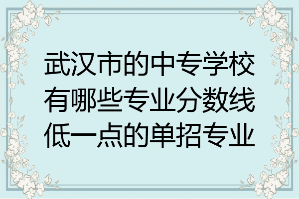 武汉市的中专学校有哪些专业分数线低一点的单招专业