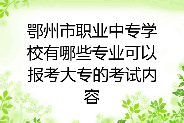 鄂州市职业中专学校有哪些专业可以报考大专的考试内容