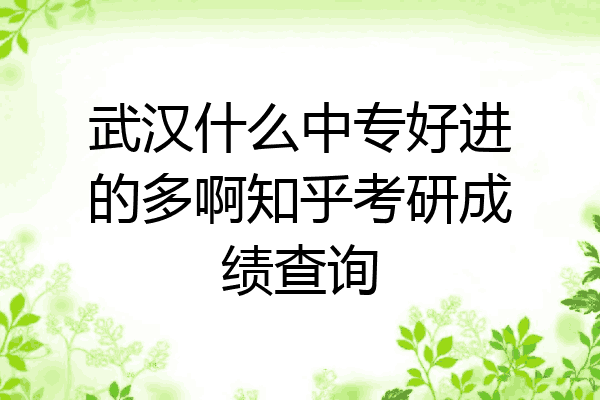 武汉什么中专好进的多啊知乎考研成绩查询