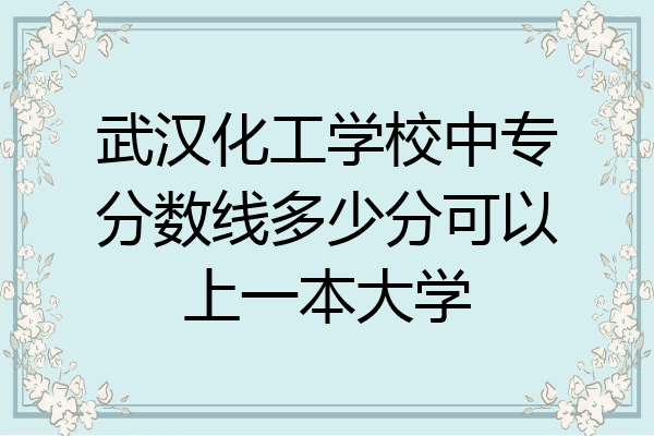 武汉化工学校中专分数线多少分可以上一本大学