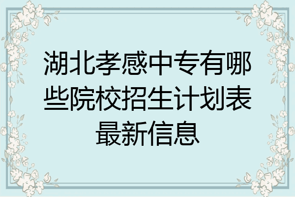 湖北孝感中专有哪些院校招生计划表最新信息